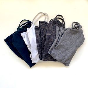 SET OF 4 Lululemon Power Y Tanks- white, navy, gray, black/gray! Size 6!!